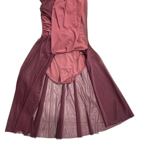 Balera Two-Tone Dance Dress Costume Burgundy Pink Multiway Straps Ballet Lyrical - Picture 7 of 15